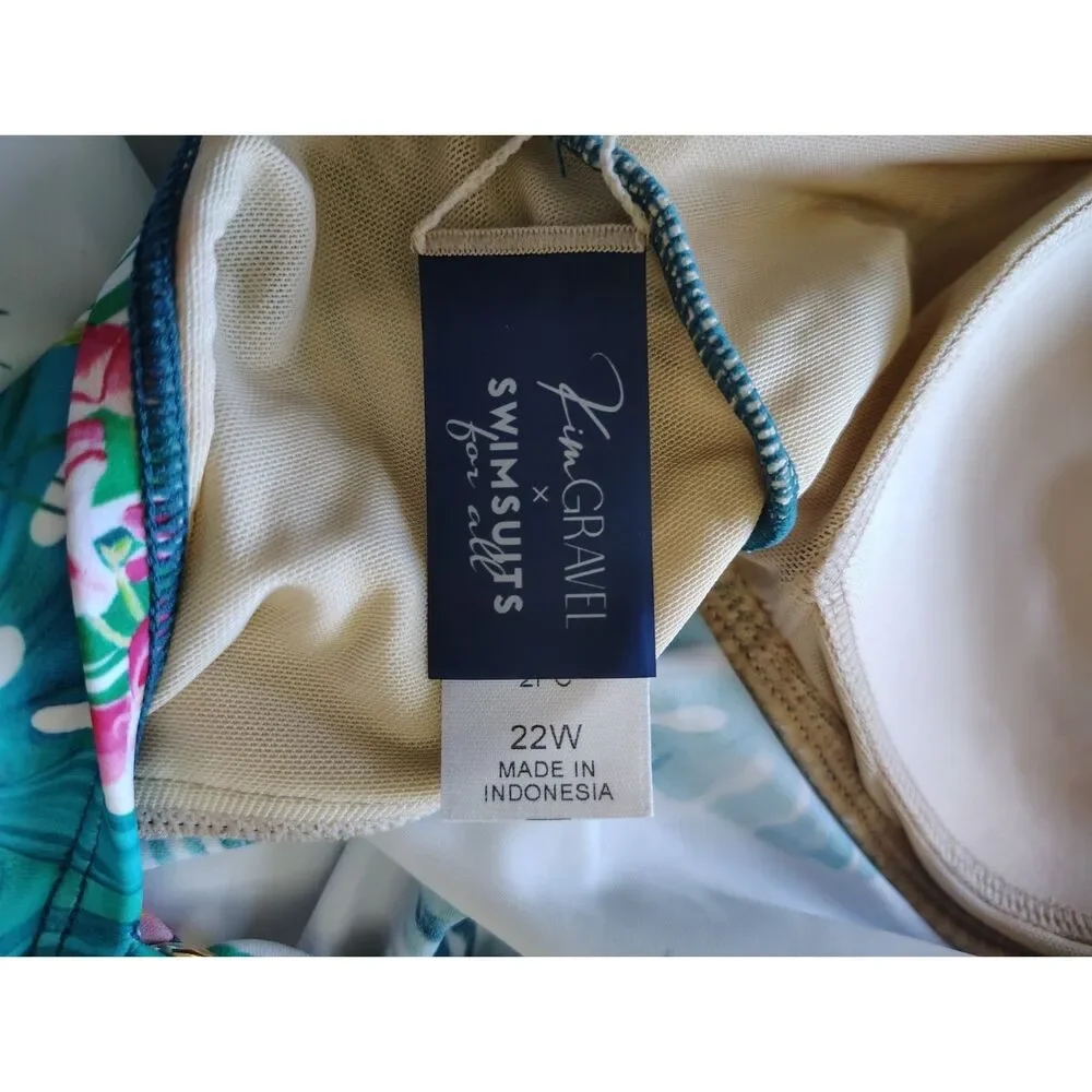 Kim Gravel Swimsuits For All 22W Tropical Floral Tankini Swim Top Plus Size
